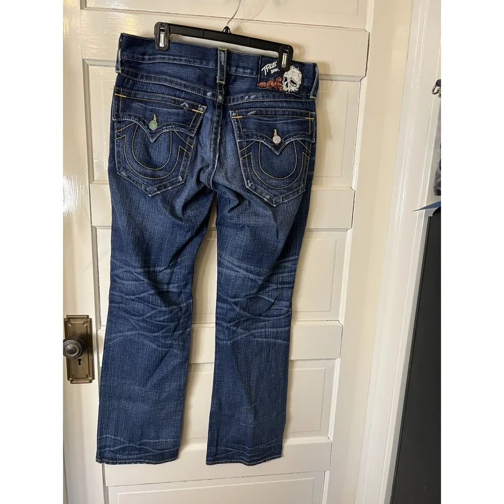 True Religion Jeans Mens 33 Ricky Straight VINTAGE Shallowmaker Skull MAD859F83